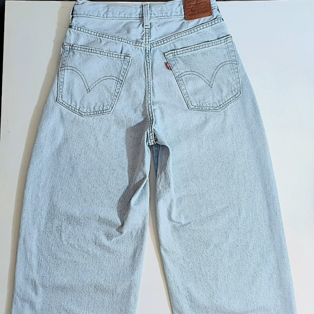 Levi's Baggy Straight Leg Light Wash Drawstring Jeans 27 - Picture 5 of 15